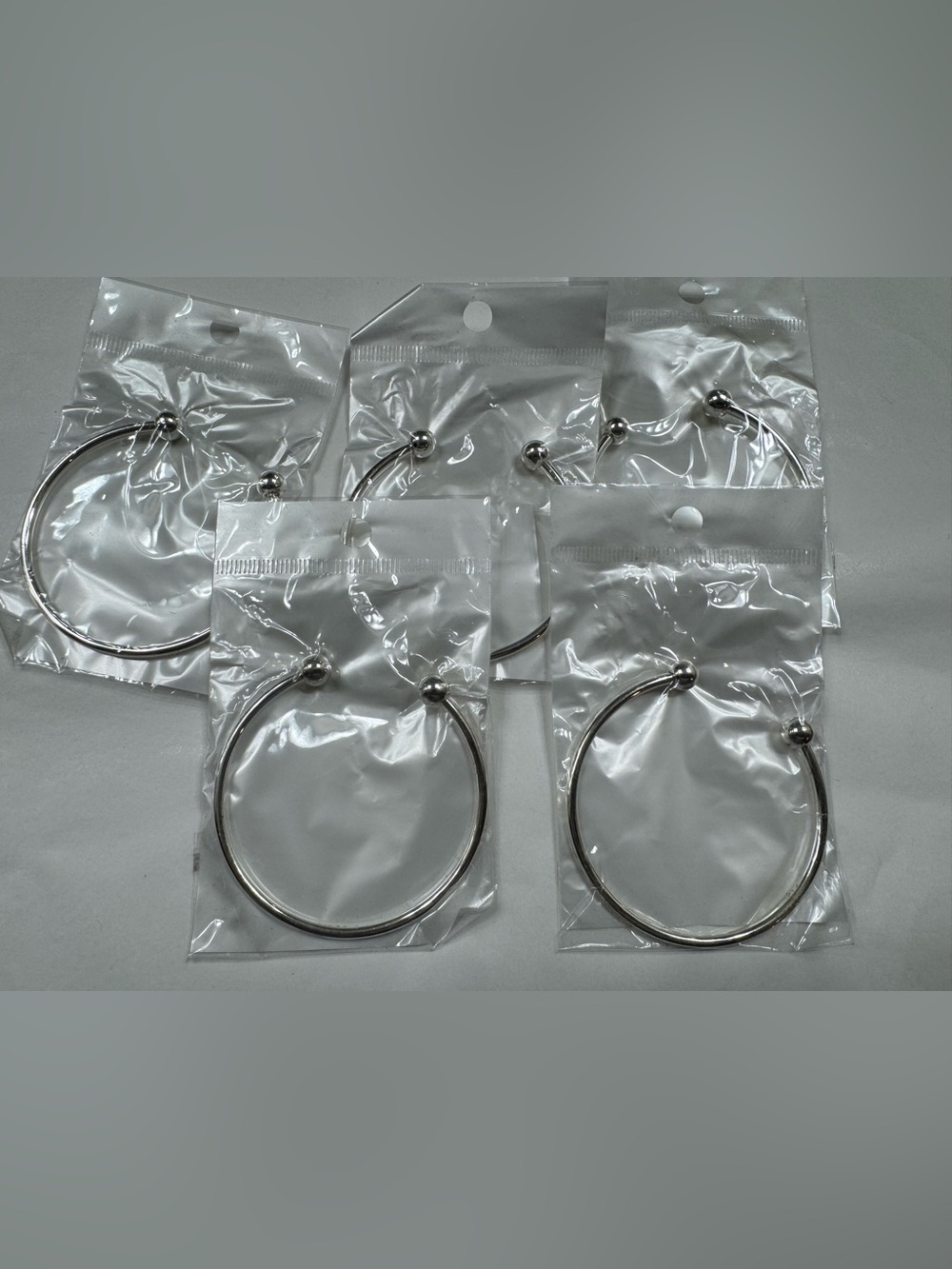 Classic Silver Hoop Bangle Charm Bracelets - Set of 5, NEW